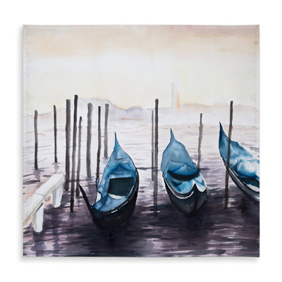 Coastal Blue Boat Tablecloth - Gondola in Italy Home Decor