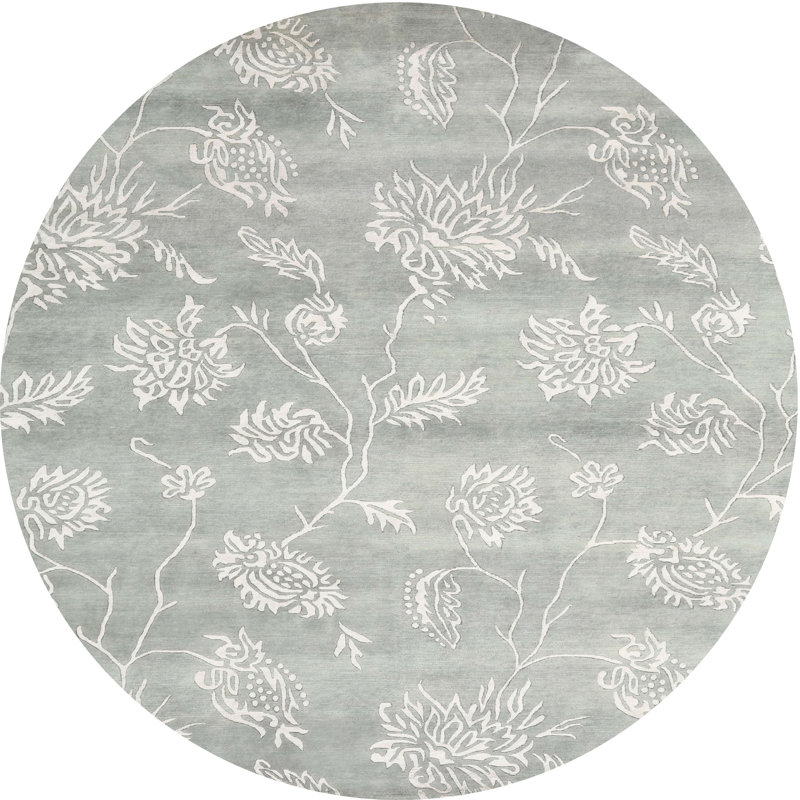 Tapis de zone gris/crème contemporaine, Rond 3 pi