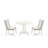 3 Piece Dining Set Contains a Round Dining Room Table with Pedestal and 2 Light grey Faux Leather Upholstered Parson Chairs, Linen White-1174859652-1174859653-1174859654