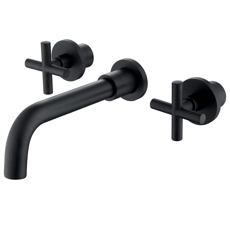 Wall Mounted Optional 2-handle Bathroom Faucet, Matte Black