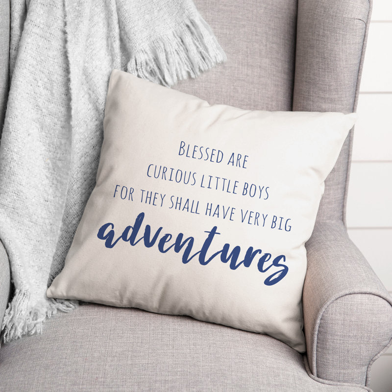 Coussin intérieur / extérieur Blessed Are Curious Little, H 14 po x l 20 po, Rectangle
