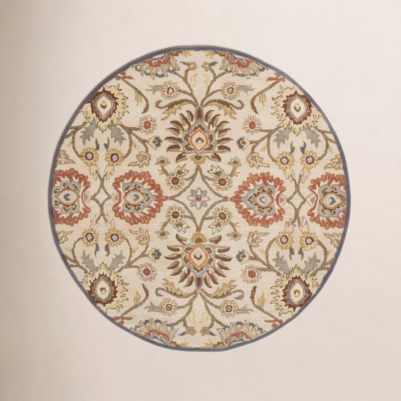 Arden Hand Tufted Wool Floral Indoor Rug, Round 6'