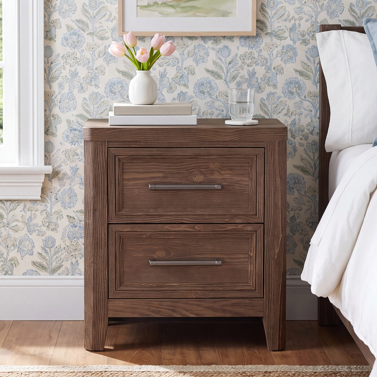 Jemma Solid Wood Nightstand, Harvest Brown