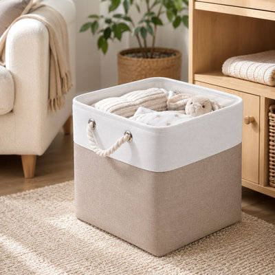 Ensemble de 6 bacs de rangement cubiques en tissu avec poignées