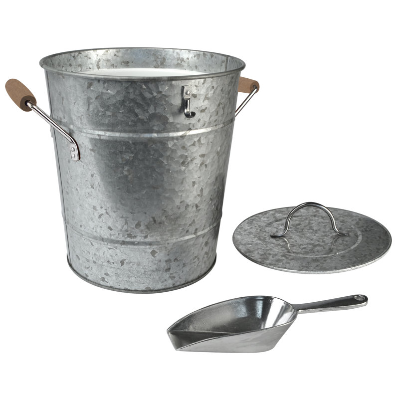 Evelett Metal Ice Bucket, Galvanized Steel