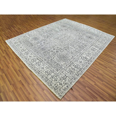 8'1"x10' White Mamluk Dynasty Design Undyed 100% Wool Hand Knotted Rug 70B109748B2240F088E4CA3ADFA4FFCD