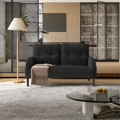 Tissu en velours côtelé, canapé double monochrome confortable, convient aux salons et aux chambres à coucher