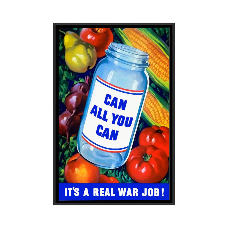 « canning war poster », affiche rétro sur toile, H 26 po x l 18 po x P 1,5 po, Toile avec cadre noir, Pas de tapis