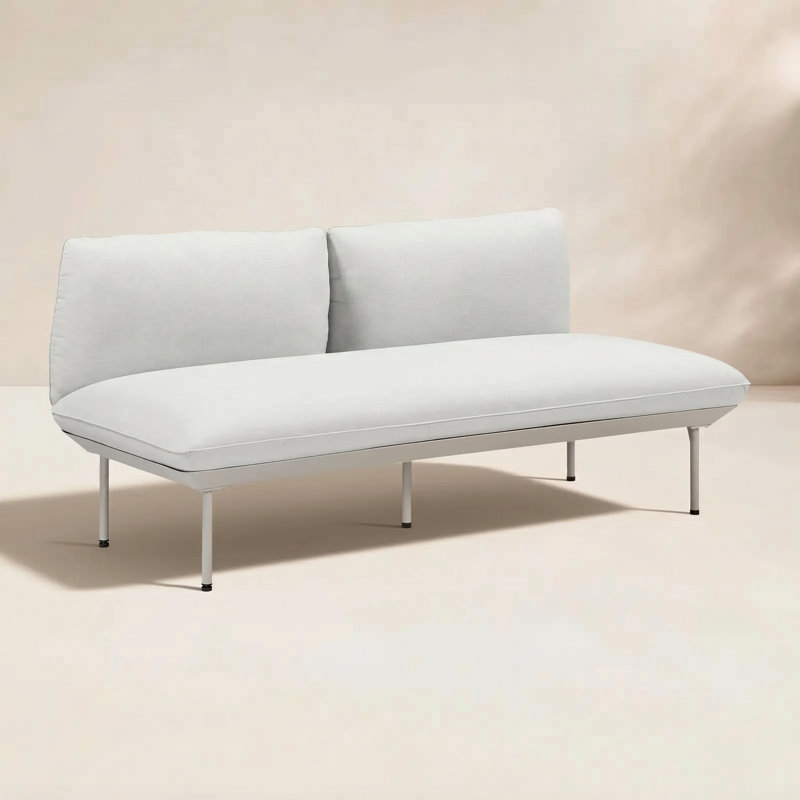 65.5'' Wide Aluminum Loveseat with Cushions, Light Gray, Light Gray
