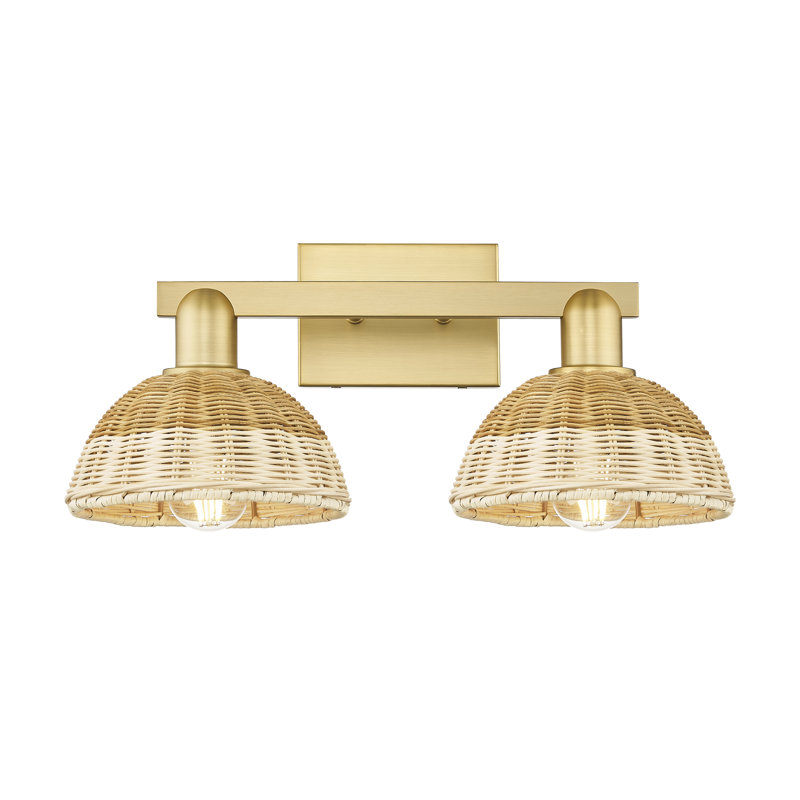 Ciesla - 4 Light Bath Vanity Light with Basketweave Shade, 11.25" H x 16" W x 8" D, Satin Gold, 2 Lights