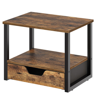 Desktop 2-tier Wooden Printer Stand Printer Table with Drawer