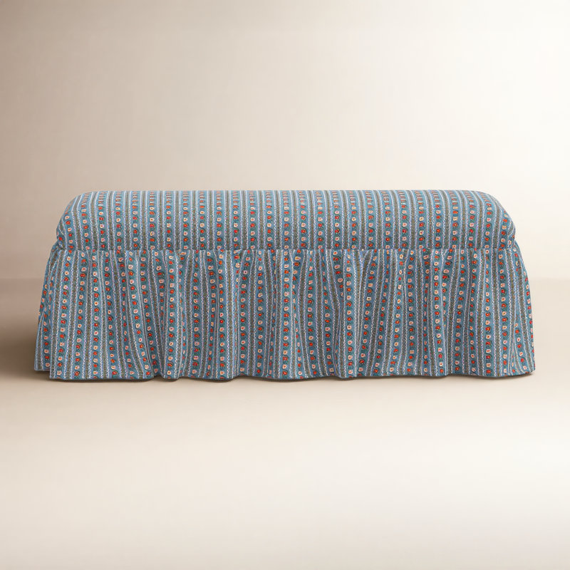 Surrey Dining Bench In Delphine Slate, Blue Geometric