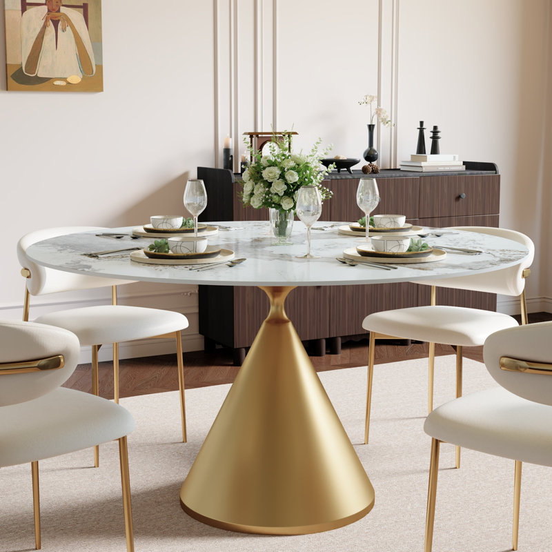 Table de salle à manger ronde moderne en pierre frittée, 31 po/39 po/43 po/47 po, H 29,52 po x l 43 po x P 43 po