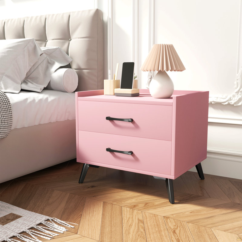 2-Drawer Nightstand (20"X15.7"X17.7"), Pink