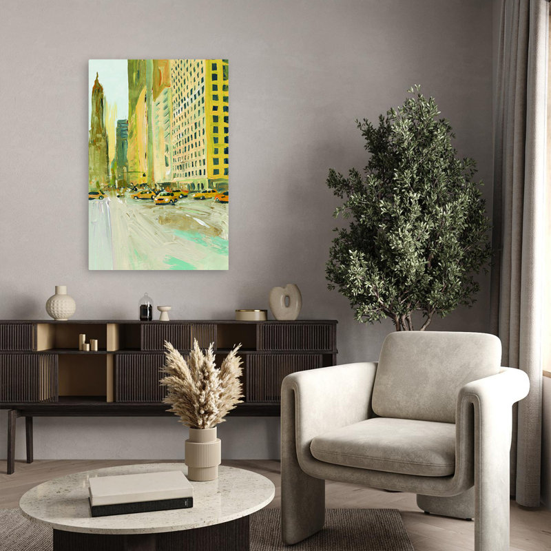 «Early Manhattan Modern Gold Cityscape», art, H 36 po x l 24 po