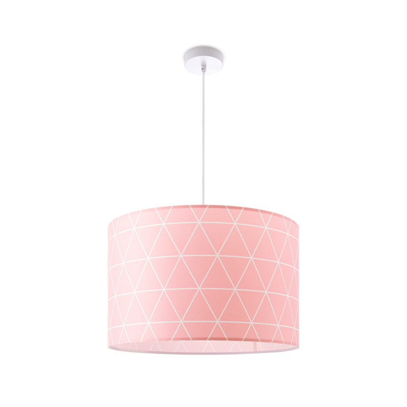 Drum pendant lamp 1-light Ishmeet, 27cm H x 45cm W x 45cm D, Grey/White