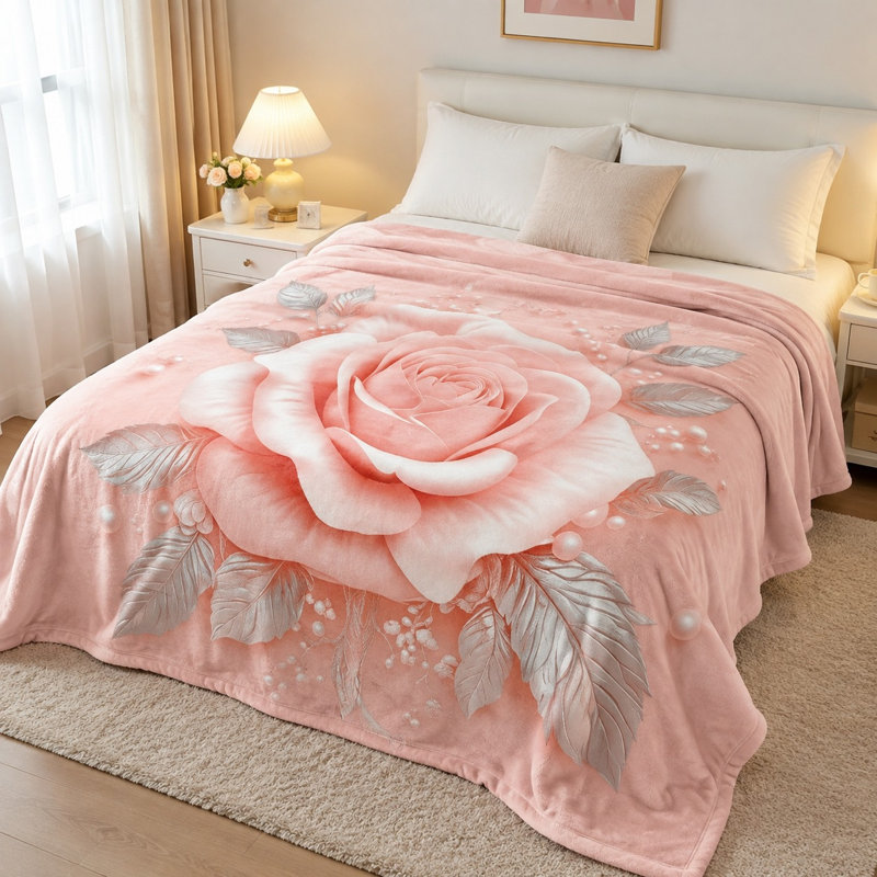 Jeté Fluffy Rose, Baby Throw(W30"×40L")