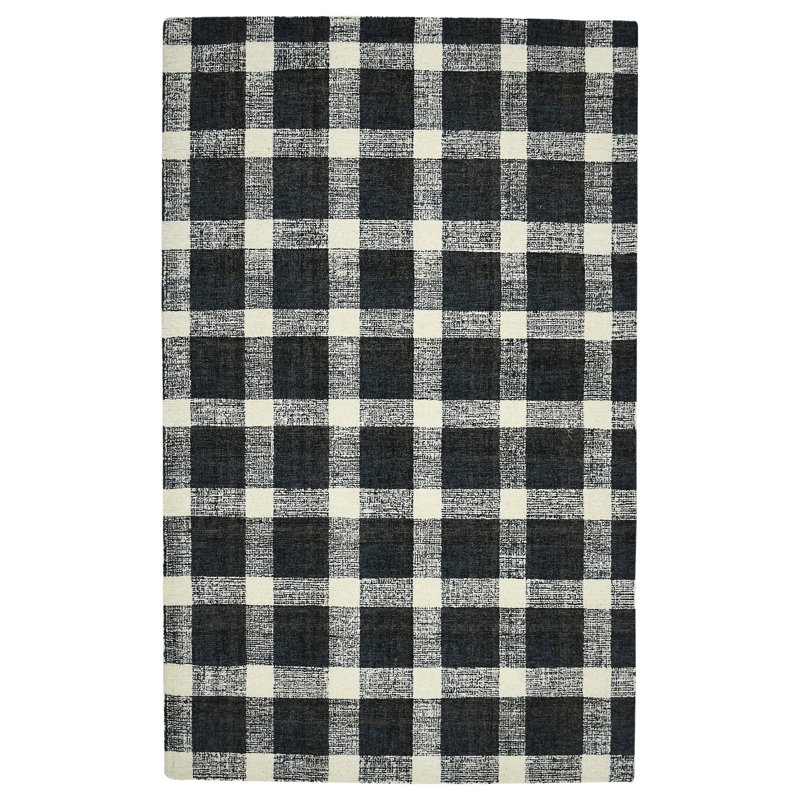 Tapis gris anthracite en laine touffeté à la main Ashleigh, Rectangle 2 pi x 3 po