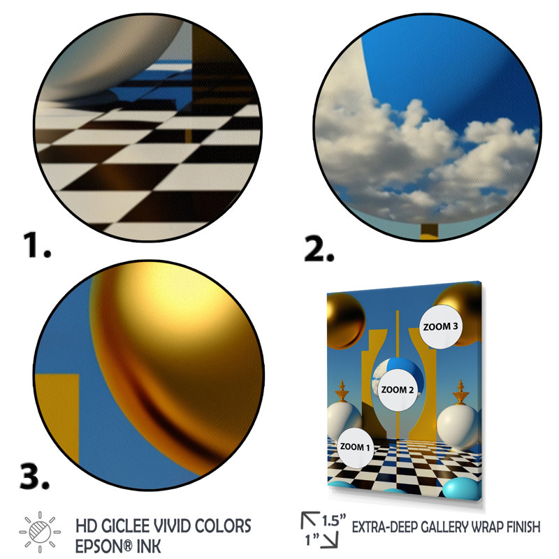 " Golden Spheres Infinity III ", 40" H x 30" W x 1.5" D, Wrapped Canvas