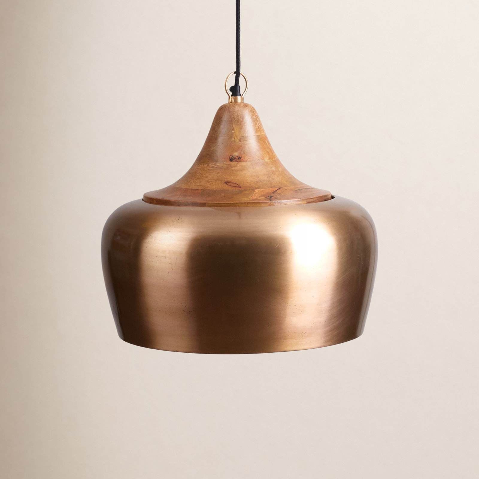 Salem 1 - Light Single Dome Pendant with Wood Accents
