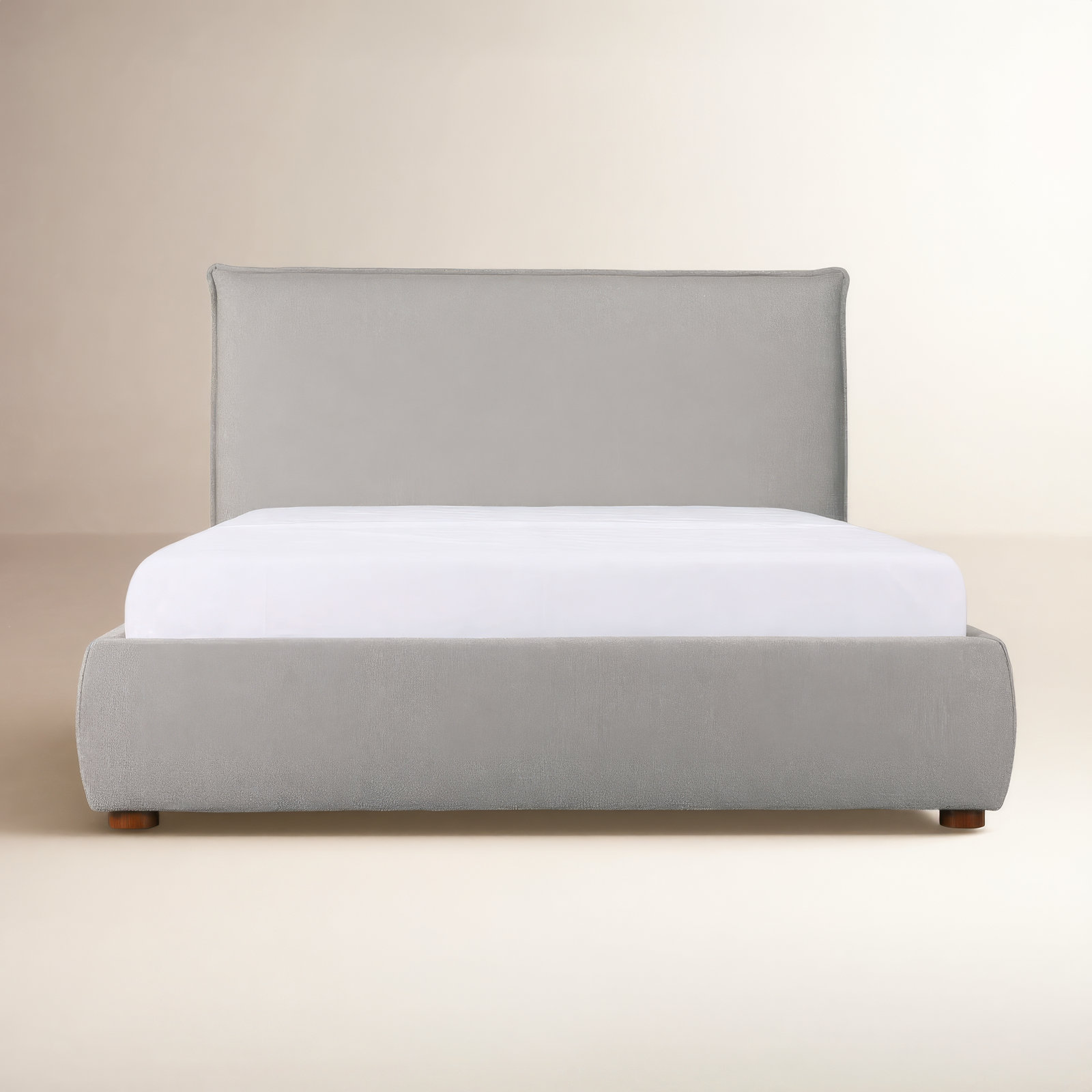 Timothy Upholstered Low Profile Platform Bed, King, Gray Basketweave, 45.5