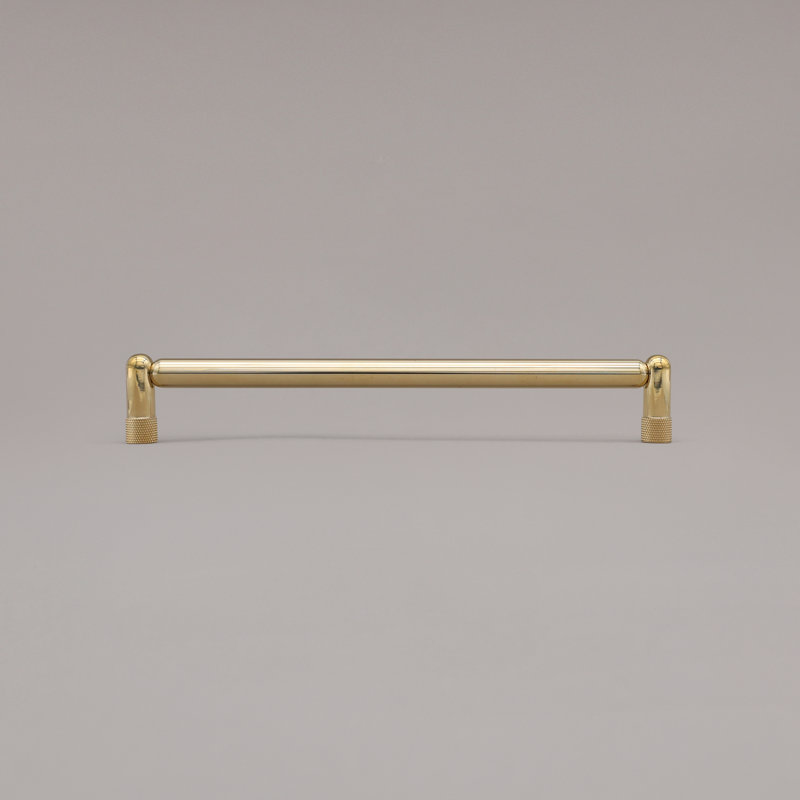 Poignée d'armoire moletée, 8", Unlacquered Brass