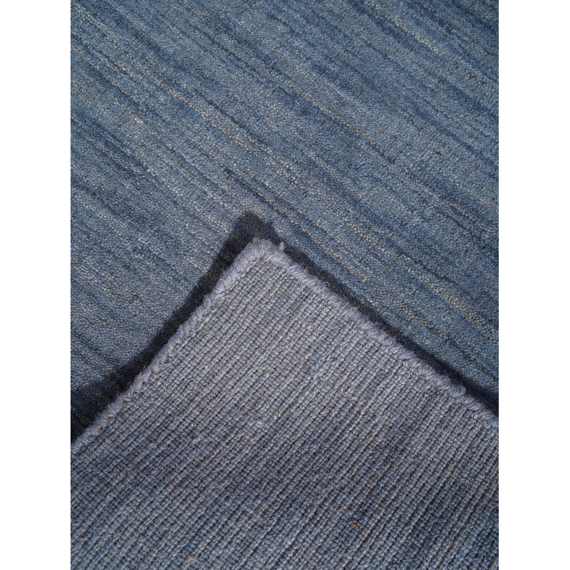 Tapis de couloir en laine noué à la main - Tapis de couloir | Couleur bleue | Conception solide | Tapis de salon, chambre à coucher