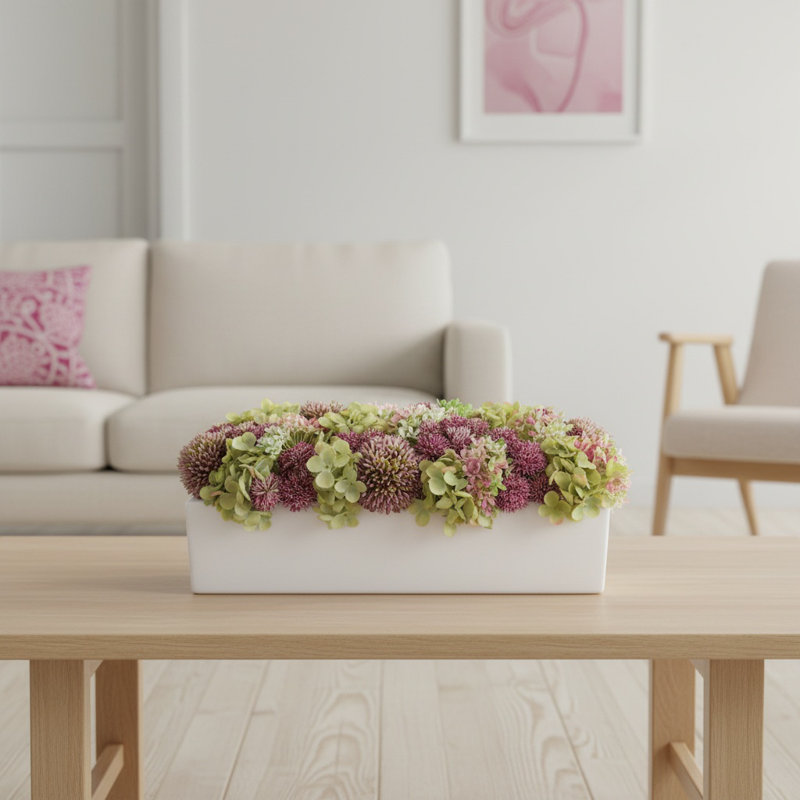 Hydrangea and Allium in Rectangular Planter