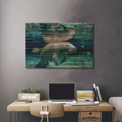 Flloyd Florida Manatee par - Sans cadre sur bois