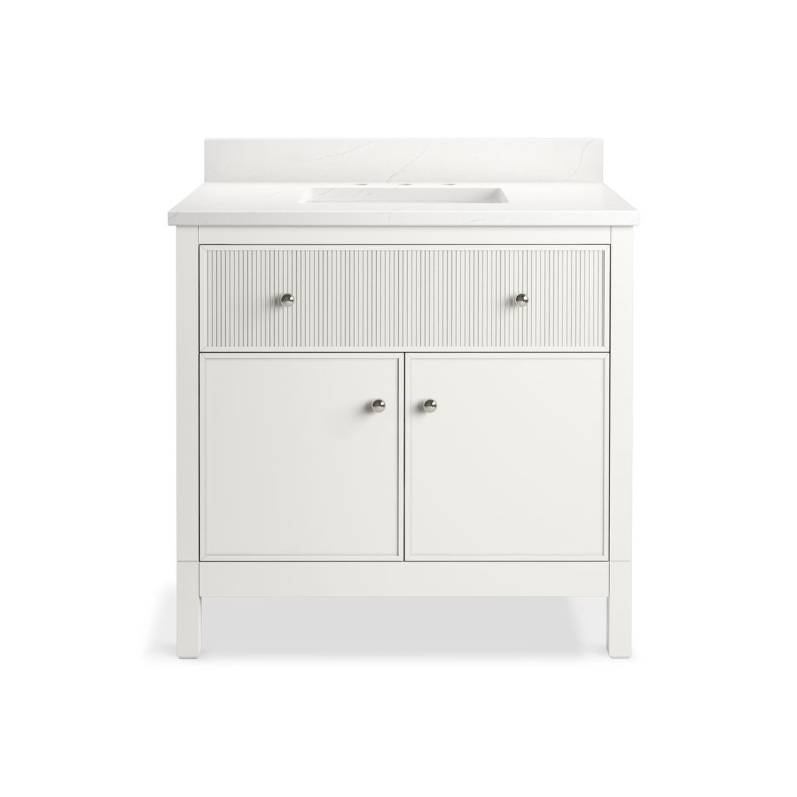 Kohler Malin Single Bathroom Vanity, White, Polished Nickel, 36"