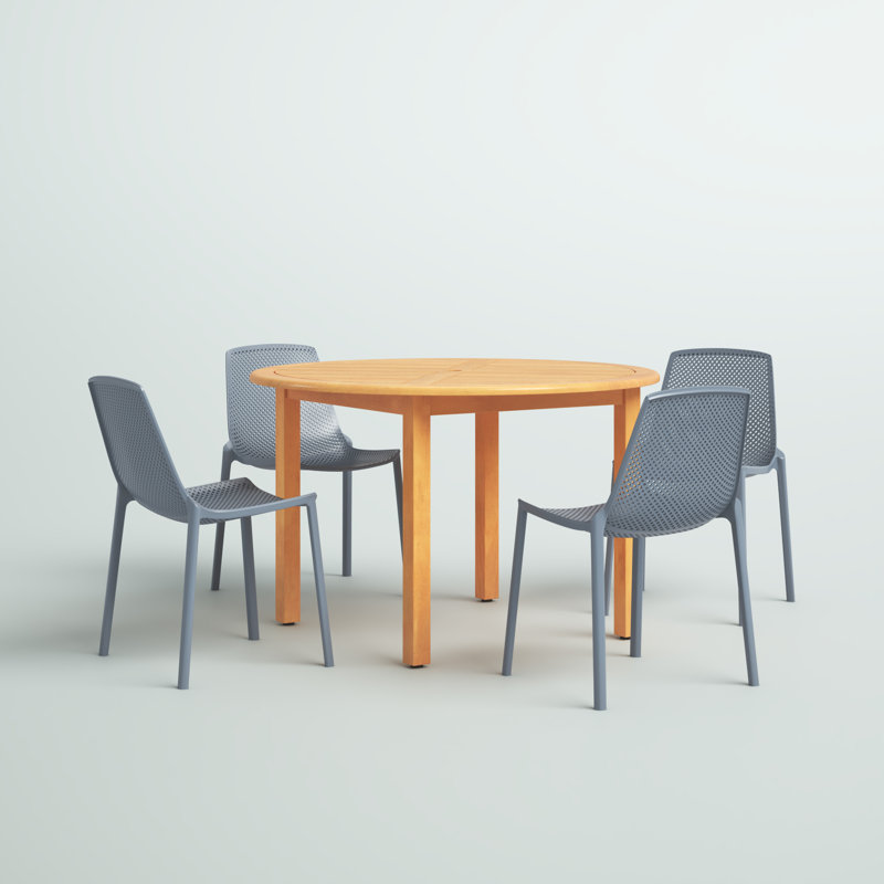 Anautica 4 - Person Patio Dining Set with Round Table, Gray