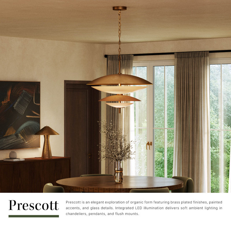Prescott 2 - Light LED Chandelier, Antique White/Opal Matte Glass