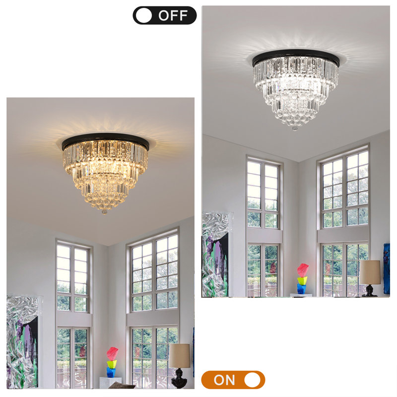Jadielys Crystal Flush Mount, Black
