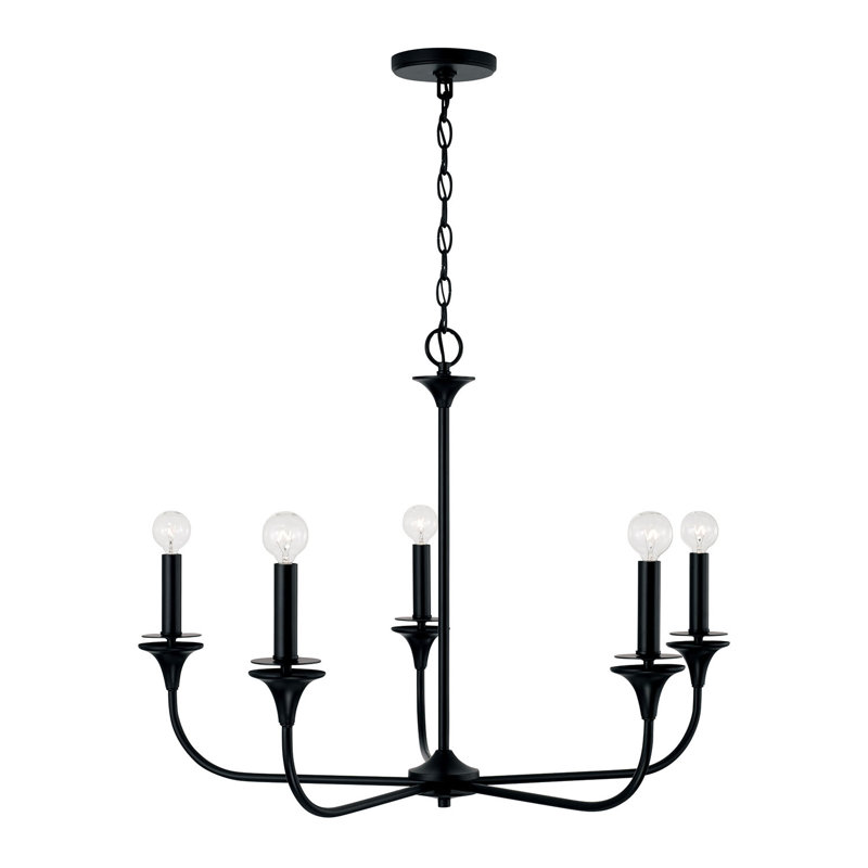 5 - Light Dimmable Classic / Traditional Chandelier, Brushed Nickel