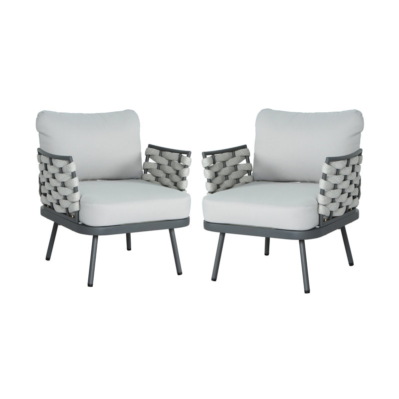 Ensemble de 2 fauteuils club en acier Mariano, gris, Gris, Gris
