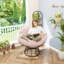 Fauteuil d'appoint pivotant, rotin et velours côtelé, confort intérieur / extérieur moderne