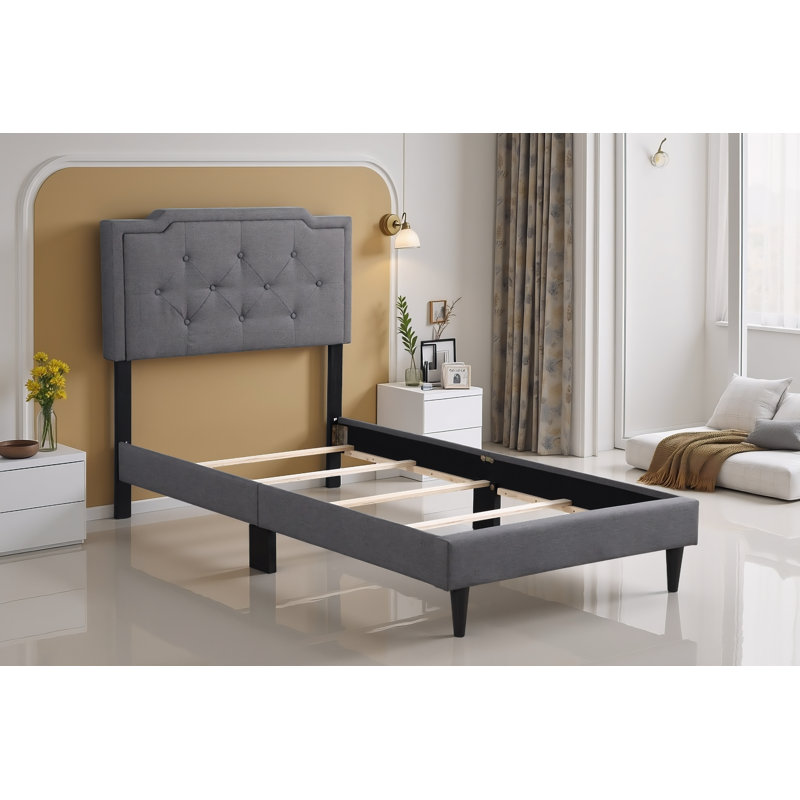 Ensemble de 2 lits simples gris Maiwenn, Lit simple, Gris