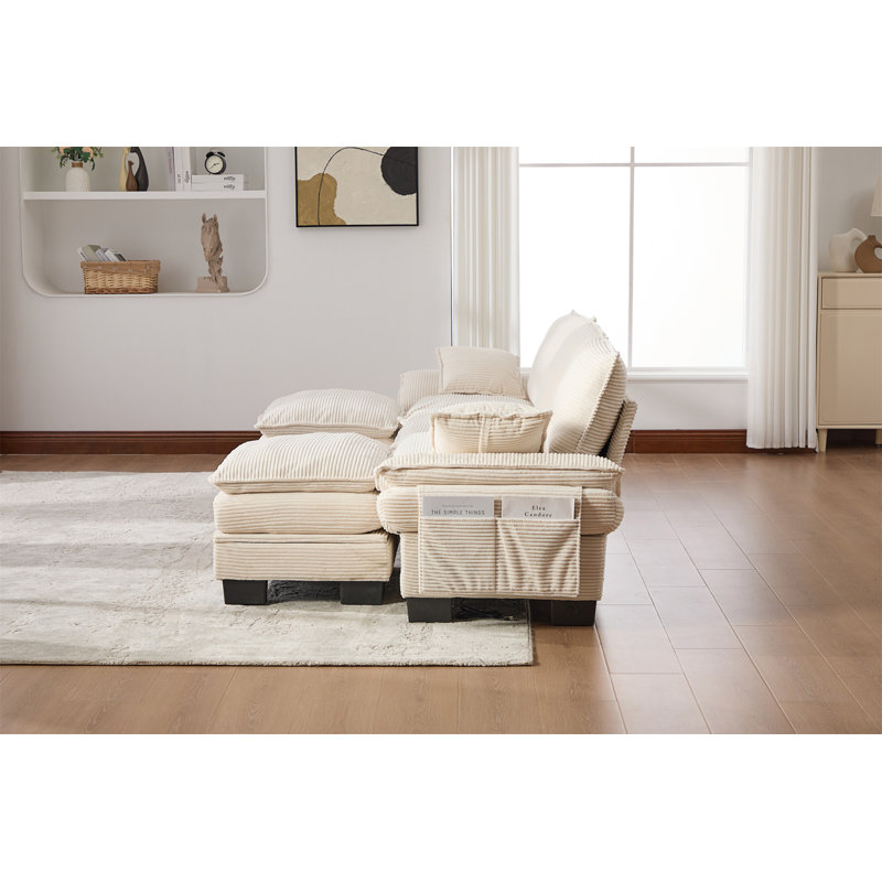 Canapé modulaire modulaire Cloud, L 102,36 po, Velours côtelé beige
