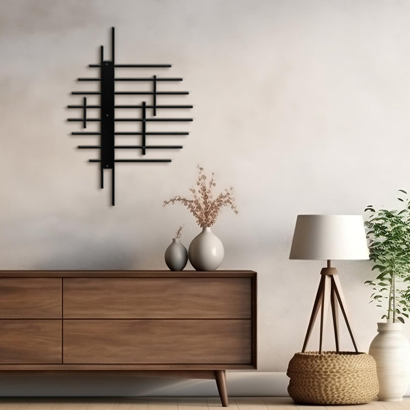 Décoration murale en métal, H 24 po x l 20 po x P 0,05 po, Noir