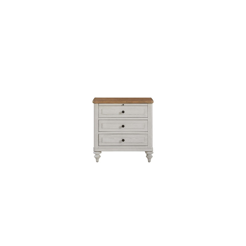 Table de chevet 3 tiroirs avec port USB