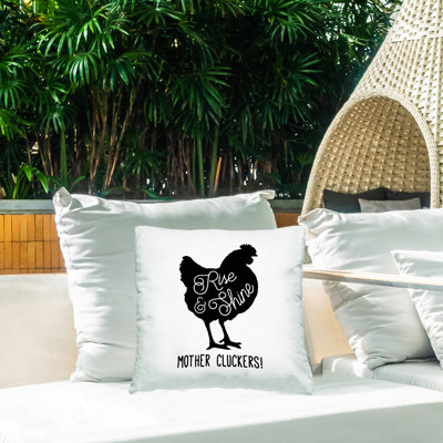 Coussin d'extérieur imprimé coq Sassy Rise & Shine par Conrad Knutsen