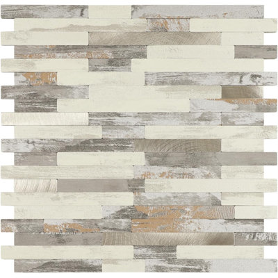 Peel and Stick Backsplash Linear Tile, Marble Look Stick on Backsplash for Kitchen Bathroom Fireplace (6-Sheet, 5.62 sq.ft)
