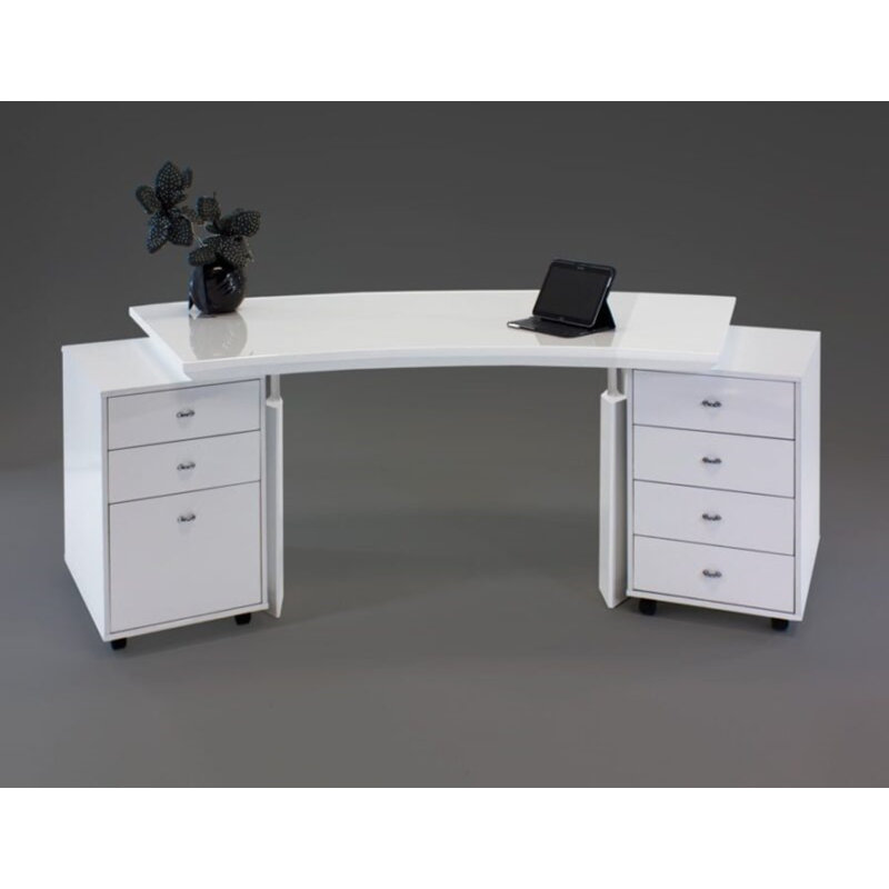 Genovese Curved Desk only. drawers not included, White