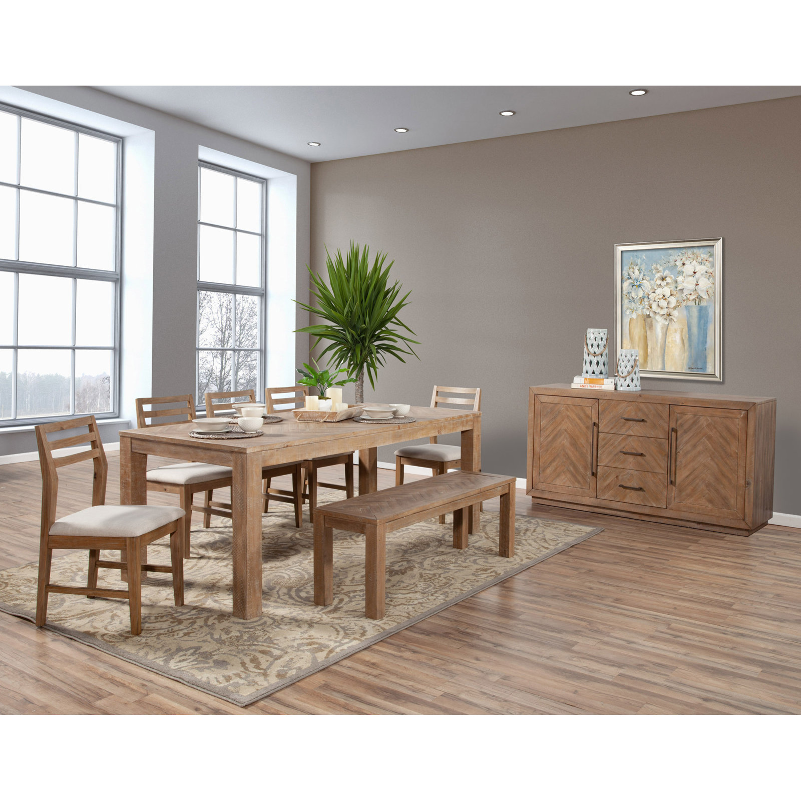Tenby 58" Dining Bench, 18" H x 58" W x 16" D