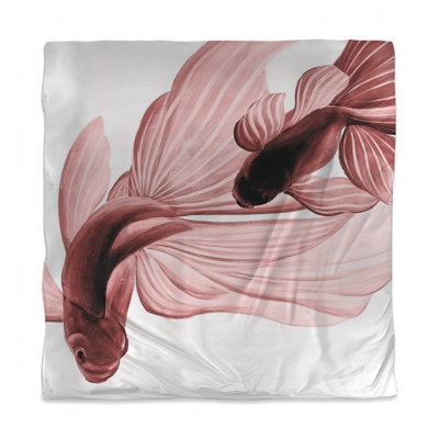 White Queen Duvet Cover - Red Betta Fish Design for Living Room