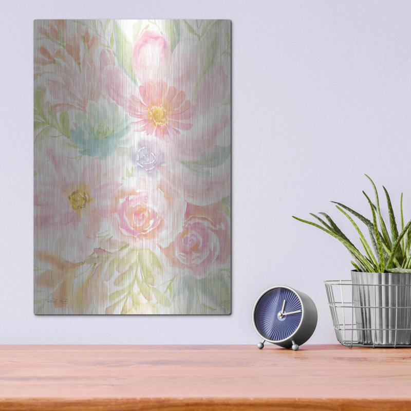 «Mixed Floral Blooms II» par Cindy Jacobs, art mural en métal, H 16 po x l 12 po
