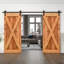 Porte de grange en bois massif lambrissé et métal-86645857-86645875