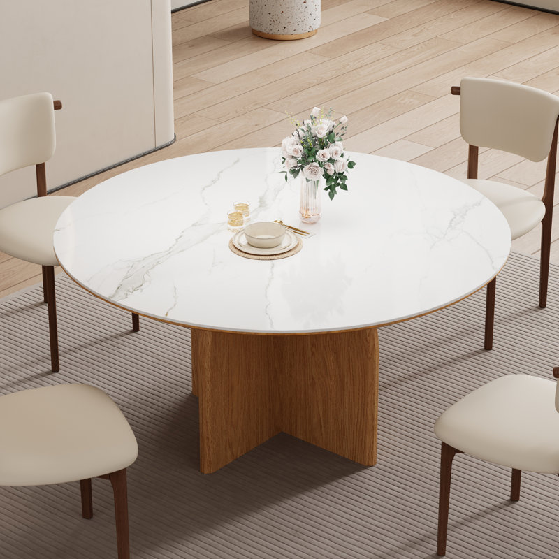 Table de salle à manger 59 po, H 30,31 po x L 59,06 po x l 59,06 po, Naturel