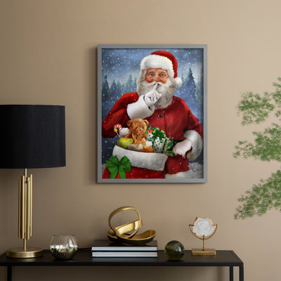 Quiet Santa Framed Print - Solid Wood