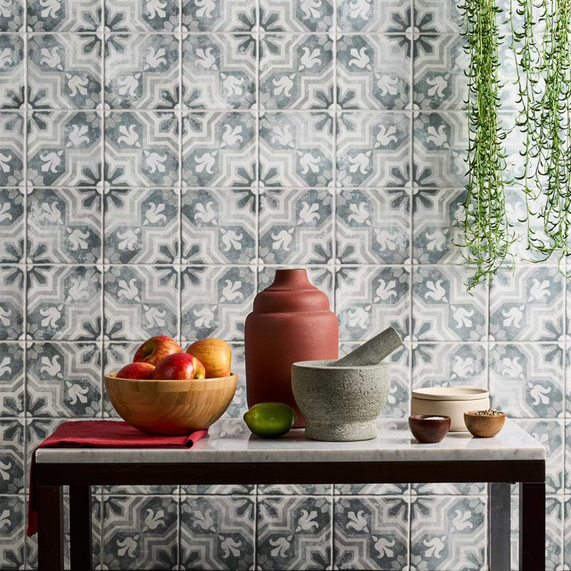 Paula Purroy Talia 5x5 Matte Ceramic Tile, Alta Blue Gray